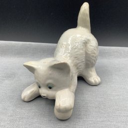 Ceramic Cat Playing With Ball, Made In Brazil