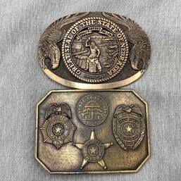 Belt Buckle, Nebraska And State Of Georgia Police, Highway Patrol And Sheriff