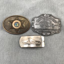 Belt Buckles, Livingston Wells & Co, Gold Dealers, Brass Dutchess County Sheriff Department USS Conyngham