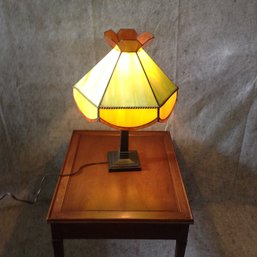 Clean And Crisp Contemporary Stained Glass Lamp, Quoizel Base