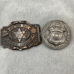 NY State Sheriff's Association 50th Anniversary Belt Buckle, 1984 And 100 Years Of Service Conservation Police