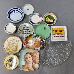 Mini Plate Lot, Italy Souvenir, Michel Design Works, Appletini, Shenango China Restaurantware, 6 Bird Tins