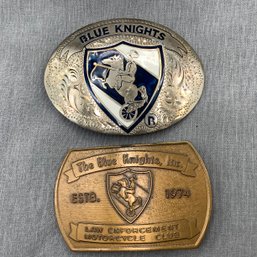 Pair Of The Blue Knights Belt Buckles, Law Enforcement Motorcycle Club