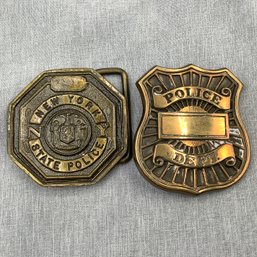 NY State Police Department Belt Buckles Made By Baron Solid Brass 1978, Police Department Buckle