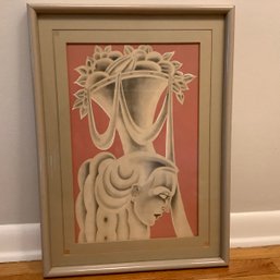 Original Signed Art By Fouts, Classical Greek Theme, Beautiful Laser Cut Matting