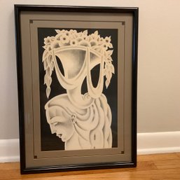 Original Signed Art By Fouts, Classical Greek Theme, Titled 'Classical Head', Beautiful Laser Cut Matting