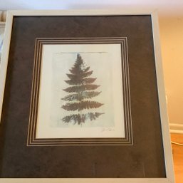 Framed And Nicely Matted Art Of Fern Leaf In Tones Of Brown