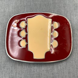 Vintage 1970 Enameled Guitar Head / Nashville Network Country Music Belt Buckle