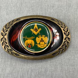 Vintage Freemasons 32 Degree Heritage Brass Belt Buckle