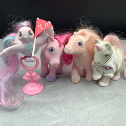 Vintage My Little Pony Toy Horses And Bird On Perch, 1980s