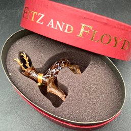 Fitz And Floyd Glass Reindeer In Original Box