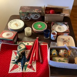 Christmas Plates,  Candles And Placemats