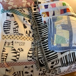 Handmade Quilt, Cat Quilt, New Farmhouse Table Runner And Cat Blanket And Music Blanket