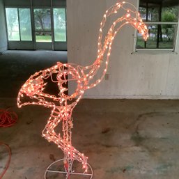 Lighted Wire And Light Pink Flamingo- Huge Over 5 Ft Tall- Perfect For The Florida Christmas Decorations