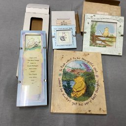 3 Boxed Hallmark Winnie The Pooh Glass Gallery Art Pieces With Piglet Too Also One Blank Pooh Journal