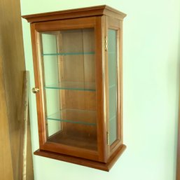 Custom Made Wall Hanging Curio Shelf With Glass Sides, Front And Shelves