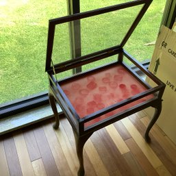 Table Display Case With Glass Top, Sides, Queen Anne Legs