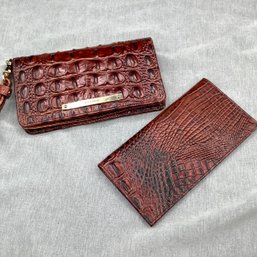 Brahmin Leather Wallet Wristlet With Separate Checkbook And Photo Cover