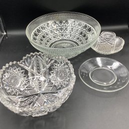 American Brilliant Cut Glass Bowl And Other Vintage Glassware