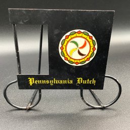 Pennsylvania Dutch Napkin Or Letter Holder In Amish Wagon Design