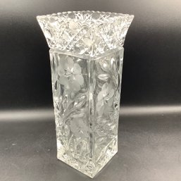 Large 10 Inch Cut Crystal Angular Vase