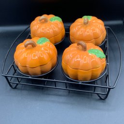 Pumpkin Ramekins With Lids And Wire Holder, Temptations. Get Ready To Make That Pumpkin Spice Dessert