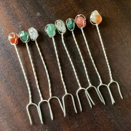 Cocktail Olive Or Appetizer Picks With Stones, Set Of 8