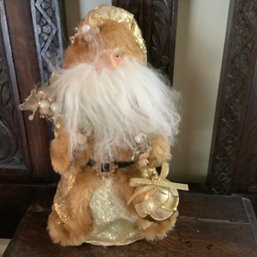 Vintage Highly Detailed Santa Claus With Gold, Fur And Satin