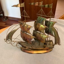 Metal Brutalist Style Brass / Copper Boat