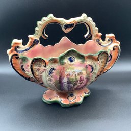 Antique Majolica Fan Shaped Vase