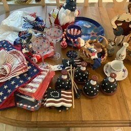 4th Of July Patriotic Decor, Baskets, Vases, Turkey, Bunny, Candles, Wine Glasses Gnomes