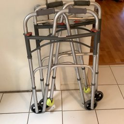 2 Drive Medical Foldable Walkers Each With 2 Wheels