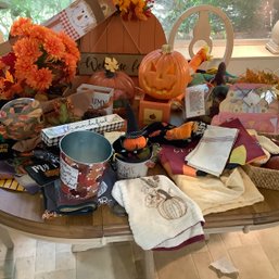 Thanksgiving / Halloween. Pumpkins, Towels, Tins, Cute Witches, Candle Holders, Baskets And More