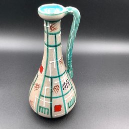 Italian Ceramic Decanter Or Bud Vase With Handle, Signed And Numbered