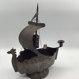 Brutalist Metal Viking Boat