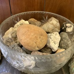 Large Crystal Bowl Of Rocks Collected From Around The World