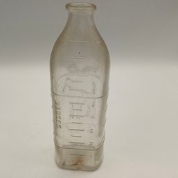 Antique Glass Milk Bottle With Embossed Dogs