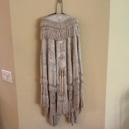 Amazing Antique Victorian Piano Shawl On Specialty Hangar For Display