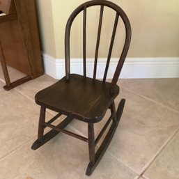 Antique Toddler Plank Hoop Rocking Chair 10 Inch X 10 Inch X 22 Seat Back Height