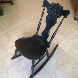 Antique Victorian Rocking Chair, Extremely Detailed Carving On Back Rest