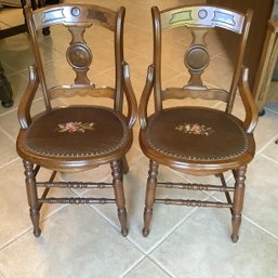 Antique East Lake Victorian Needlepoint Chairs (2)