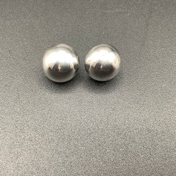 .925 Sterling Silver Flat Back Ball Earrings, Screw On