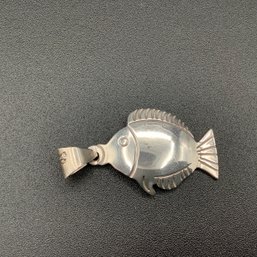 .925 Sterling Silver Large Fish Pendant