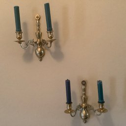 Pair Of Solid Brass Wall Candle Sconces