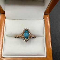 1 KT Blue Topaz Ring In 10K Gold Setting