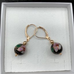 14k Gold Earrings With Cloisonne Balls