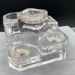 Heavy Glass Tea Light Multi-level Centerpiece