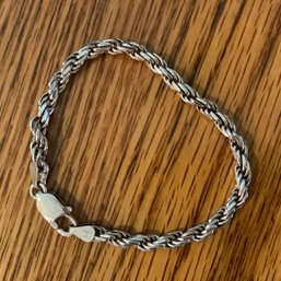 Wide .985 Sterling Silver Rope Chain Bracelet