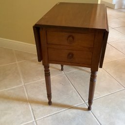 Antique Mahogany Drop Leaf Table With 2 Drawers