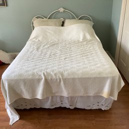 Full Size Iron Bed. Iron Scrollwork With Brass Accents.